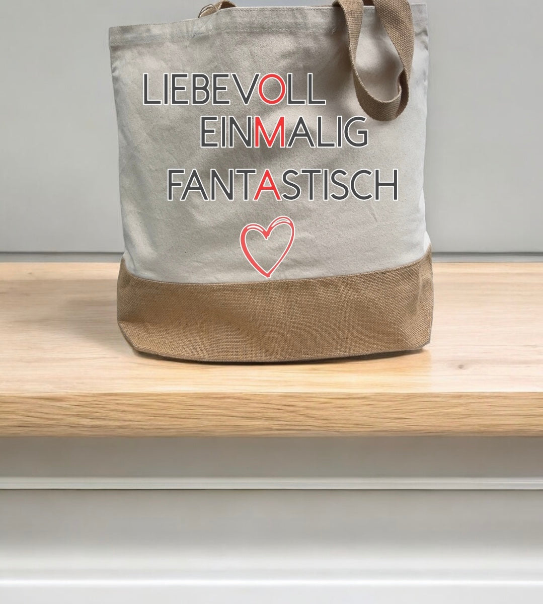 Baumwoll-Umhängetasche mit Juteboden – Handgefertigte Vielseitigkeit in zwei Größen