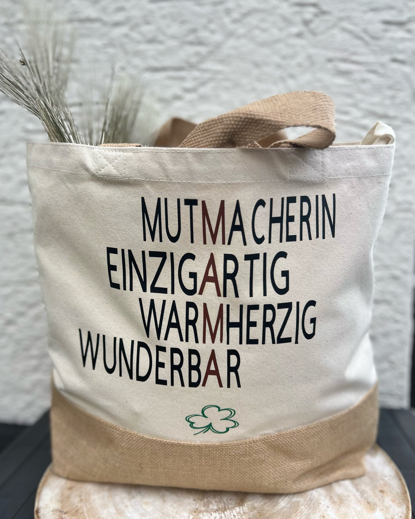 Baumwoll-Umhängetasche mit Juteboden – Handgefertigte Vielseitigkeit in zwei Größen