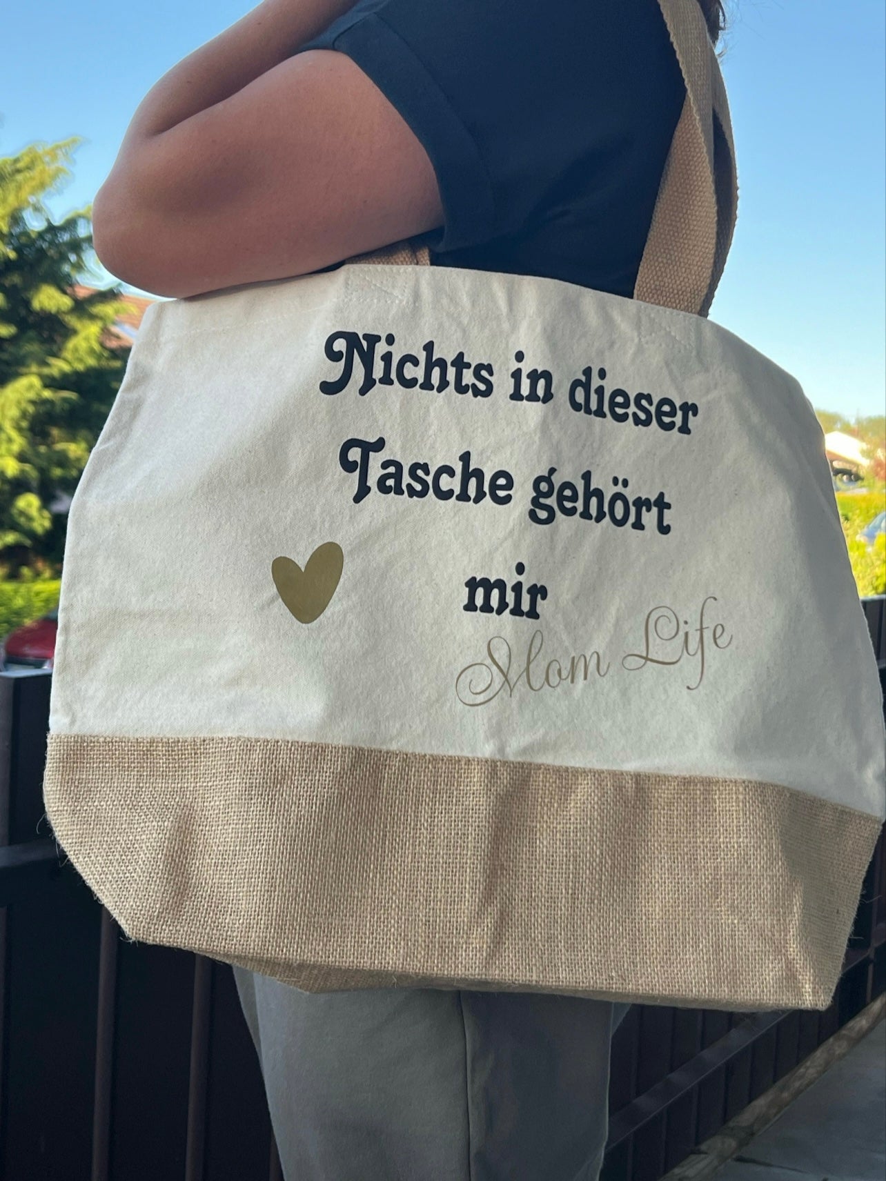 Baumwoll-Umhängetasche mit Juteboden – Handgefertigte Vielseitigkeit in zwei Größen