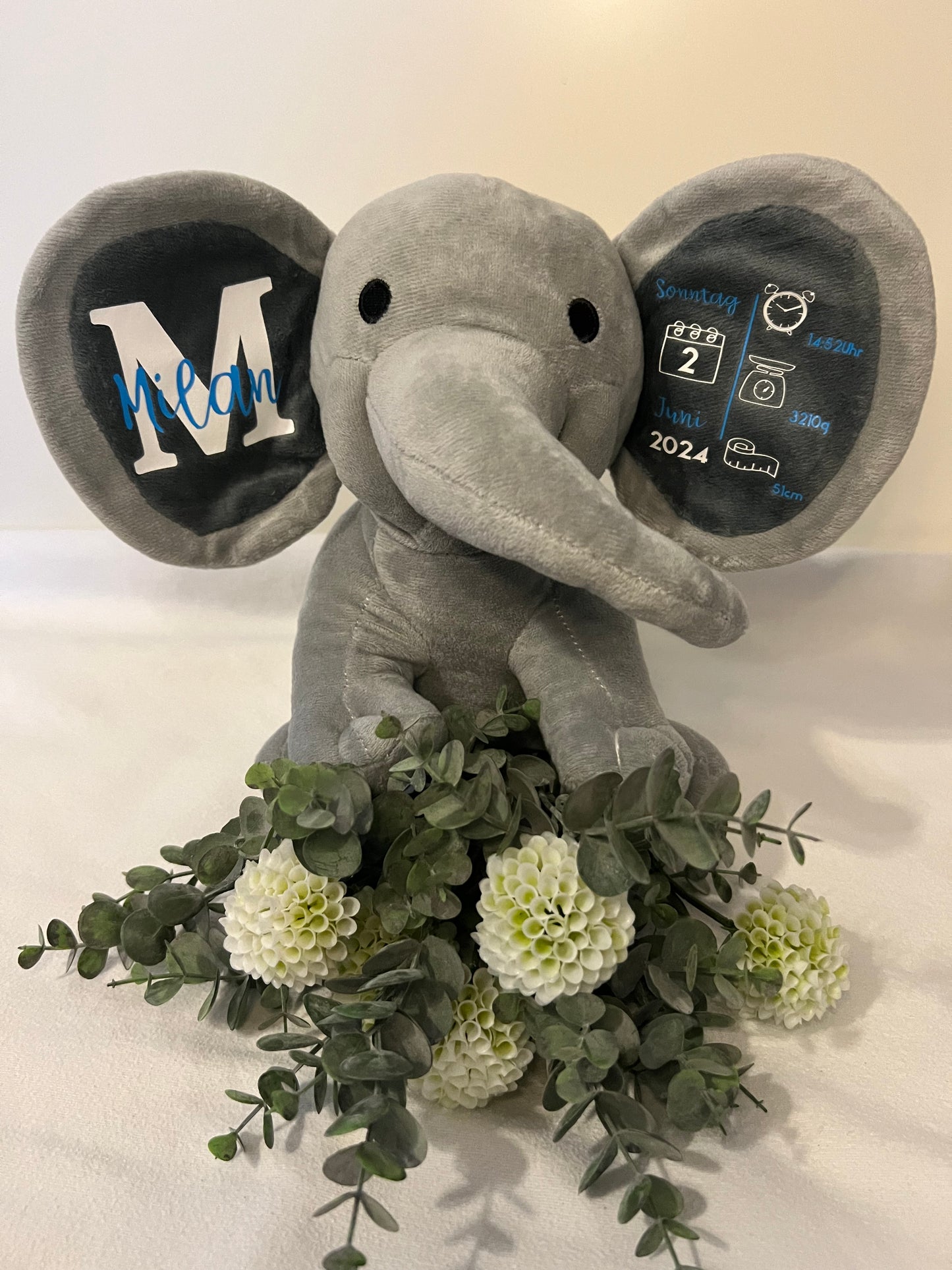 Personalisierten Elefant, zur Geburt oder Taufe