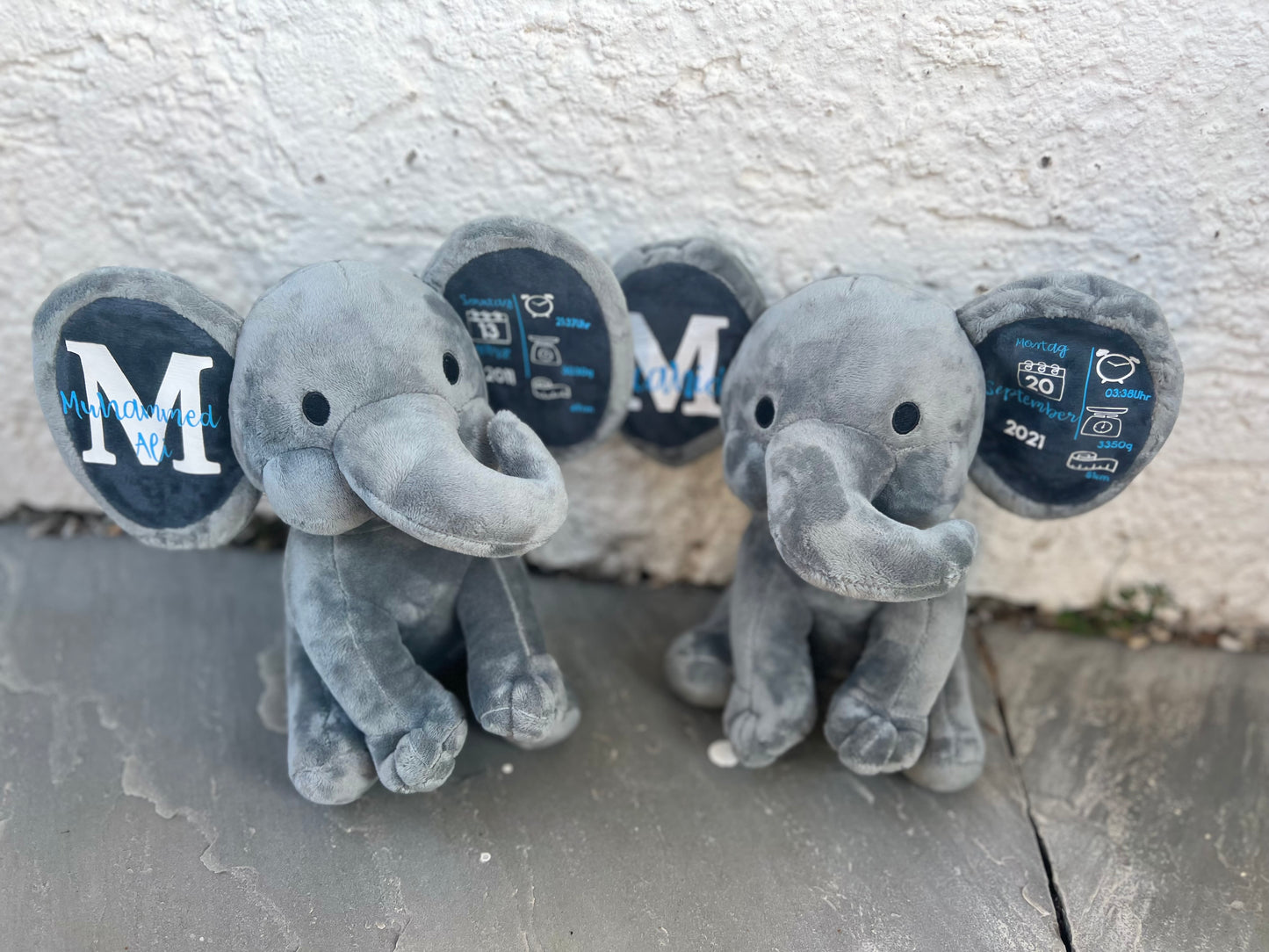 Personalisierten Elefant, zur Geburt oder Taufe
