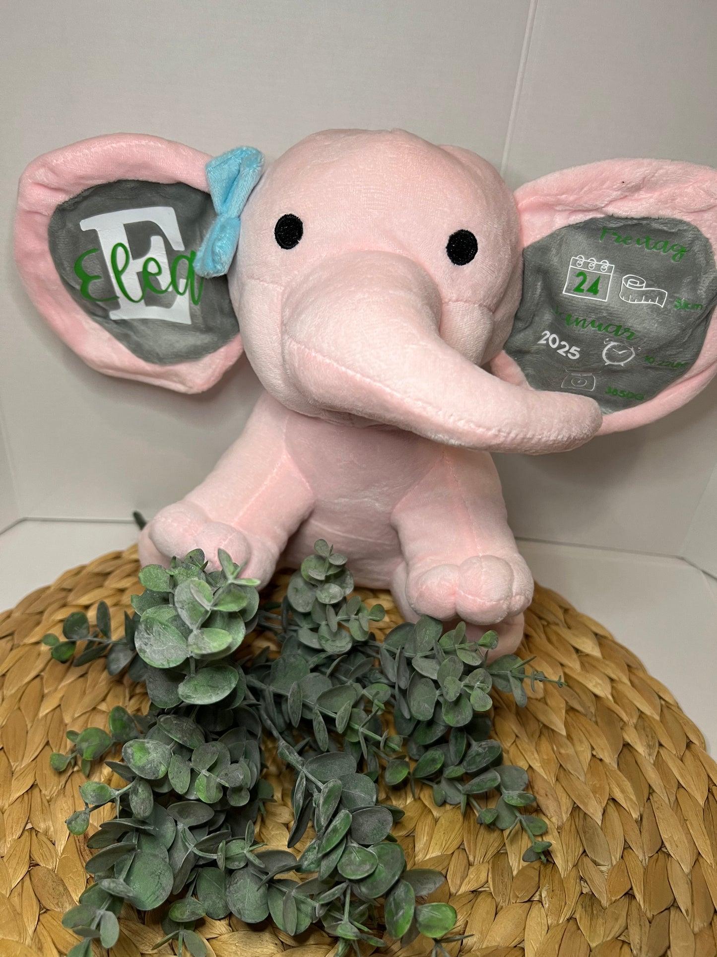 Personalisierten Elefant, zur Geburt oder Taufe