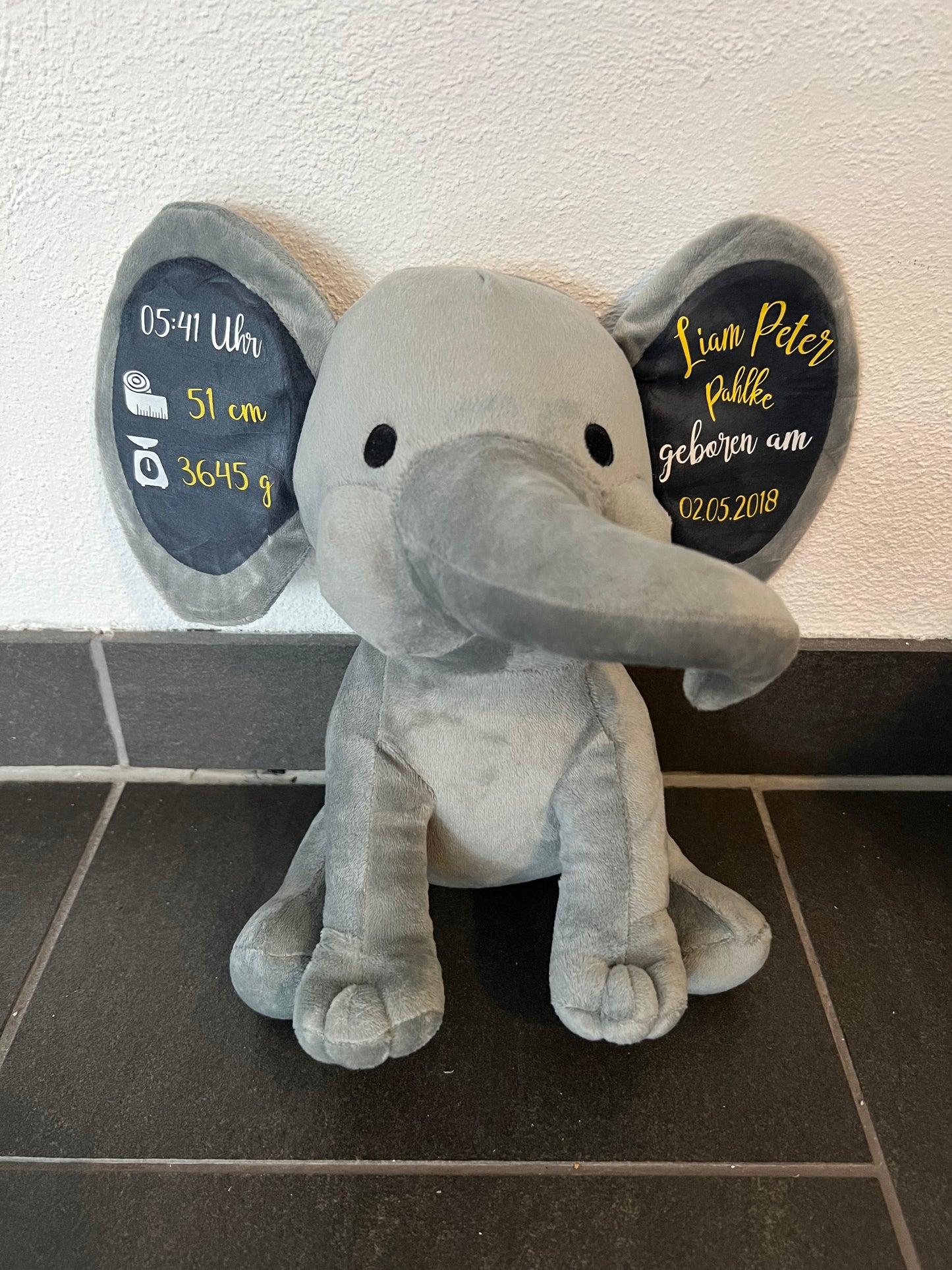 Personalisierten Elefant, zur Geburt oder Taufe